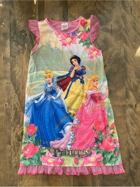 Girls' Pink Disney Princess Nightgown - Pink Floral Sleep Dress